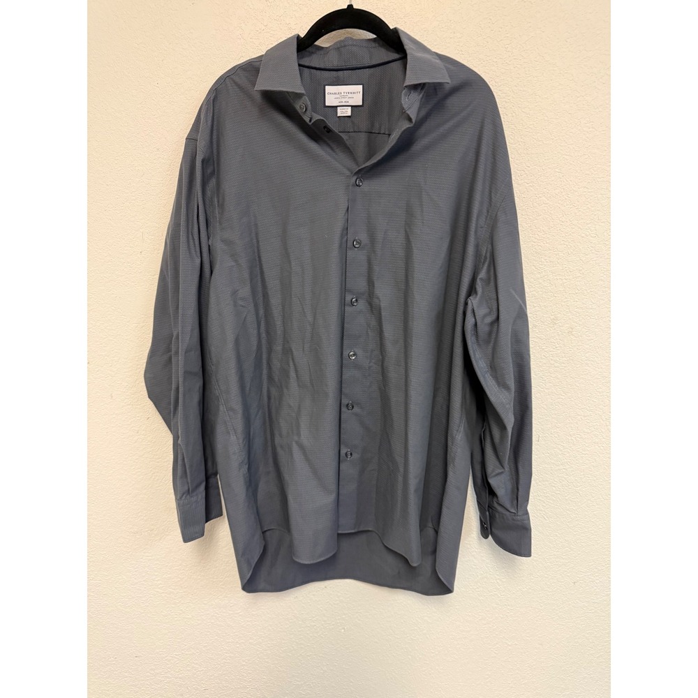Charles Tyrwhitt Non-Iron Classic Fit Gray Dress Shirt Men's 17.5 35 100% Cotton - Picture 2 of 9